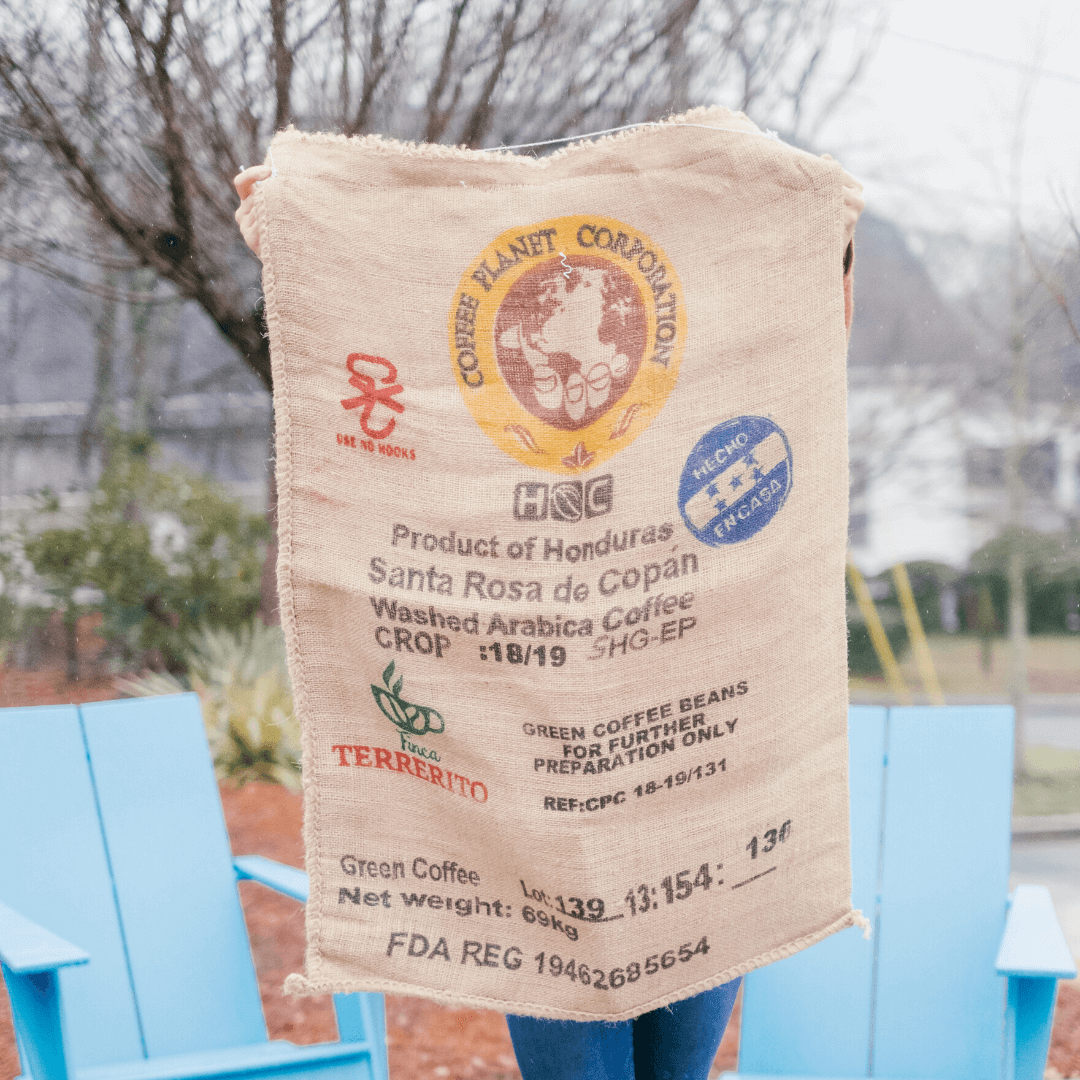 Alma Coffee burlap sack. Coffee sack. Coffee burlap sack. Home decor. Aesthetic.