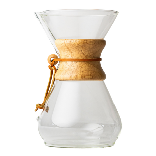 Chemex with wooden sleeve sold by alma coffee