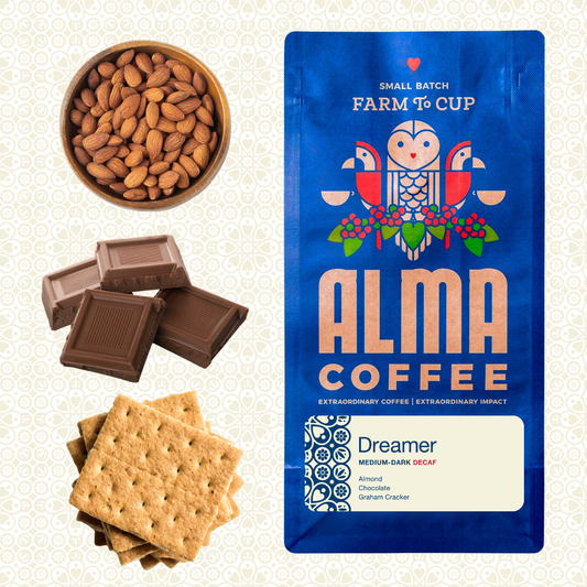 Dreamer Alma bag with almonds, chocolate and Graham Cracker Tasting notes